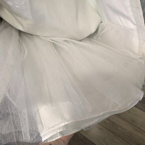 NEW David's Bridal Wedding Dress Michaelangelo Sz 6 Satin Beaded Train White - Picture 8 of 12